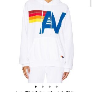 Aviator Nation White Hoodie with Colorful Logo